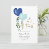 バルーンツインボーイベビーシャワー招待状 招待状 (スタンド正面)