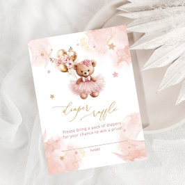 バルーンテディベアおむつラッフルチケット エンクロージャーカード