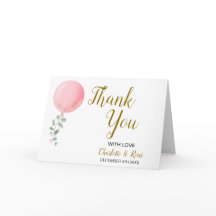 バルーンテーマベビーシャワー折り畳みサンキューカード