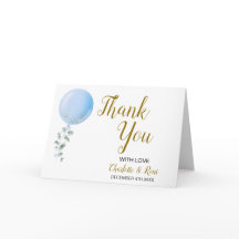 バルーンテーマベビーシャワー折り畳みサンキューカード