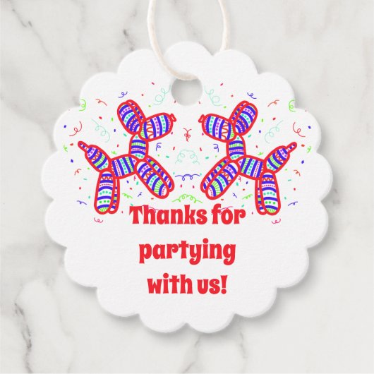 バルーンドッグズパーティーの好意ラベル フェイバータグ (正面)