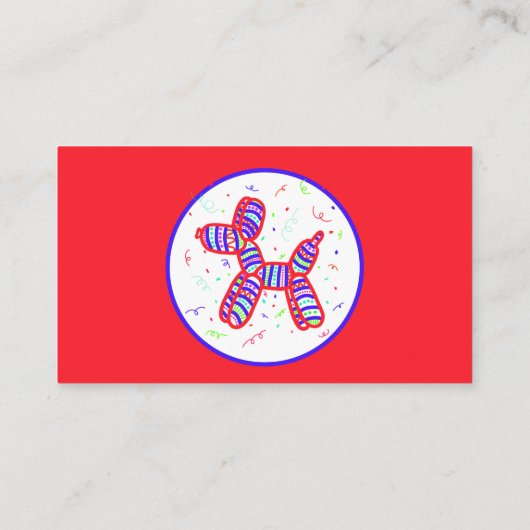 バルーンドッグパーティー鮮やかな赤の名刺 名刺 (裏面)