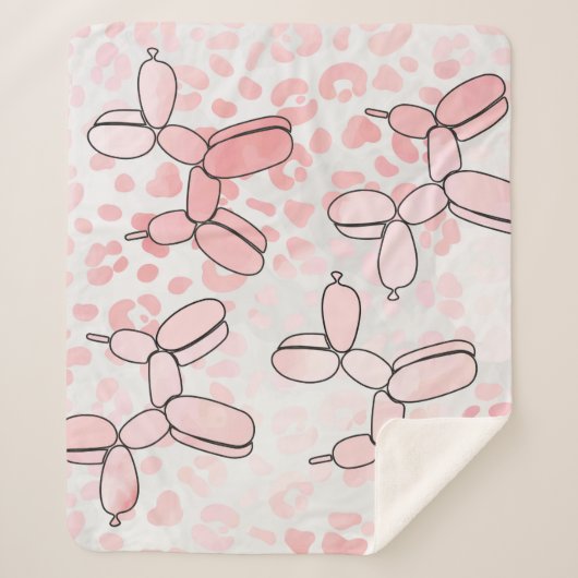 バルーンドッグピンクパターン シェルパブランケット (正面)