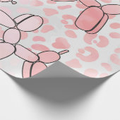バルーンドヒョウのピンクのパターン ラッピングペーパー (角)