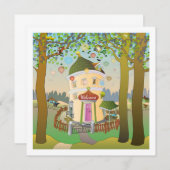 バルーンハウス誕生日招待状 招待状 (正面/裏面)