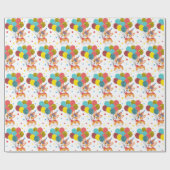 バルーンハッおもしろいトスター付きキュートコーギ誕生日 ラッピングペーパー (フラット)