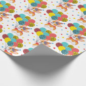 バルーンハッおもしろいトスター付きキュートコーギ誕生日 ラッピングペーパー (角)