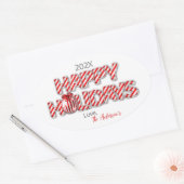 バルーンハッパーソナライズされたプホリデーズペパーミント 楕円形シール (封筒)