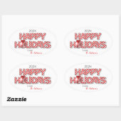 バルーンハッパーソナライズされたプホリデーズペパーミント 楕円形シール (シート)