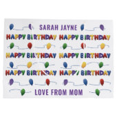 バルーンハッピーバースデーガールズネームラージ抱き枕 ラージペーパーバッグ (裏面)