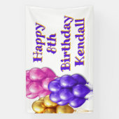 バルーンハッピーバースデーガールズパーティー 横断幕 (縦)
