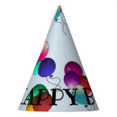 バルーンハッピーバースデーパーティーハットカラフルおもしろい パーティーハット (左)