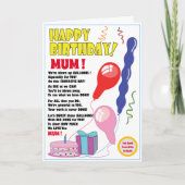 バルーンハッピーバースデーMUMカードかわいい カード (正面)