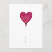 バルーンハートピンクの水色のスケッチ ポストカード (正面)