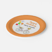 バルーンバスケットフラワーサイクリング任意の年齢誕生日 ペーパープレート (アングル)