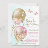 バルーンバタフライが赤ちゃんシャワーでドライブ 招待状 (正面)
