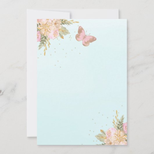 バルーンバタフライが赤ちゃんシャワーでドライブ 招待状 (裏面)