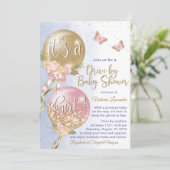 バルーンバタフライ赤ちゃんシャワーで妊娠駆動 招待状 (スタンド正面)
