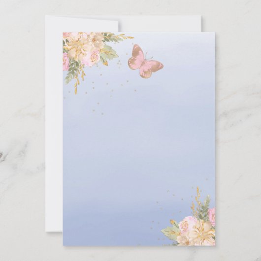 バルーンバタフライ赤ちゃんシャワーで妊娠駆動 招待状 (裏面)