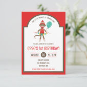 バルーンバナーバースデーパーティー付きソックモンキー 招待状 (スタンド正面)