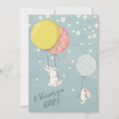 バルーンバニお洒落ーうさぎたち赤ちゃんシャワー 招待状 (正面)