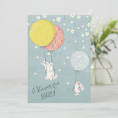 バルーンバニお洒落ーうさぎたち赤ちゃんシャワー 招待状 (スタンド正面)