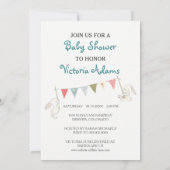 バルーンバニお洒落ーうさぎたち赤ちゃんシャワー 招待状 (裏面)