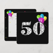 バルーンバンチ付き第50回バースデーパーティー 招待状 (正面/裏面)