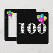 バルーンバンチ付き100thバースデーパーティー 招待状 (正面/裏面)