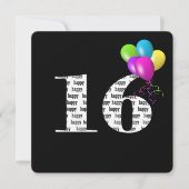 バルーンバンチ付き16thバースデーパーティー 招待状 (正面)