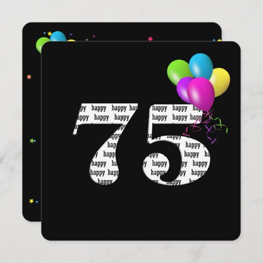バルーンバンチ付き75thバースデーパーティー 招待状 (正面/裏面)