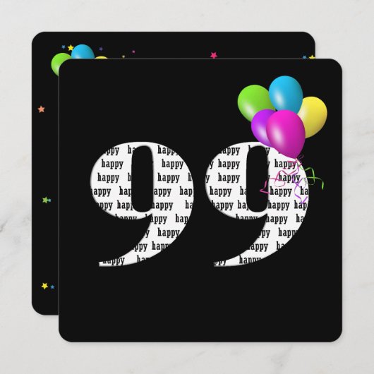 バルーンバンチ付き99thバースデーパーティー 招待状 (正面/裏面)