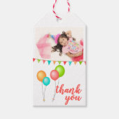 バルーンバンティングフラッグありがとうご誕生日写真 ギフトタグ (正面)