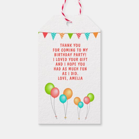 バルーンバンティングフラッグありがとうご誕生日写真 ギフトタグ (裏面)