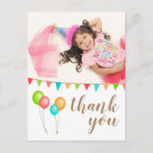 バルーンバンティングフラッグありがとうご誕生日写真 ポストカード (正面)