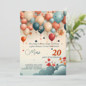 バルーンバースデーカラフルタパーティーの招待状 招待状 (スタンド正面)