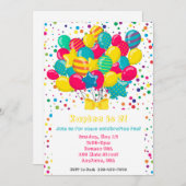 バルーンバースデーカラフルタパーティーの招待状 招待状 (正面/裏面)