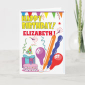 バルーンバースデーカ子供へードおもしろい カード (正面)