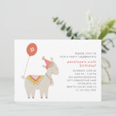バルーンバースデーパーティーが開催されたかわいいラマ 招待状 (スタンド正面)