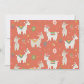 バルーンバースデーパーティーが開催されたかわいいラマ 招待状 (裏面)