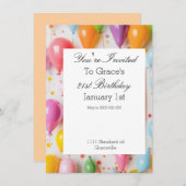 バルーンバースデーパーティー招待状 セーブザデート (正面/裏面)