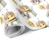 バルーンバースデー付きミツバチ付きサプライズギフトボックス ラッピングペーパー (ロールコーナー)