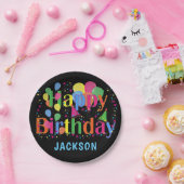 バルーンパーソナライズされたカラフルハッピーバースデー ペーパープレート (パーティー)