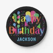 バルーンパーソナライズされたカラフルハッピーバースデー ペーパープレート (正面)