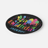 バルーンパーソナライズされたカラフルハッピーバースデー ペーパープレート (アングル)