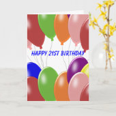 バルーンパーソナライズされたデザイン21歳 カード (黄色い花)