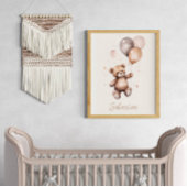 バルーンパーソナライズされた付きテディベア子供部屋 ポスター