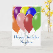 バルーンパーソナライズされた甥誕生日 カード (黄色い花)
