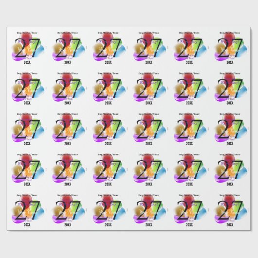 バルーンパーソナライズされた誕生日ギフトラップ ラッピングペーパー (フラット)