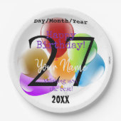 バルーンパーソナライズされた誕生日紙プレート ペーパープレート (正面)